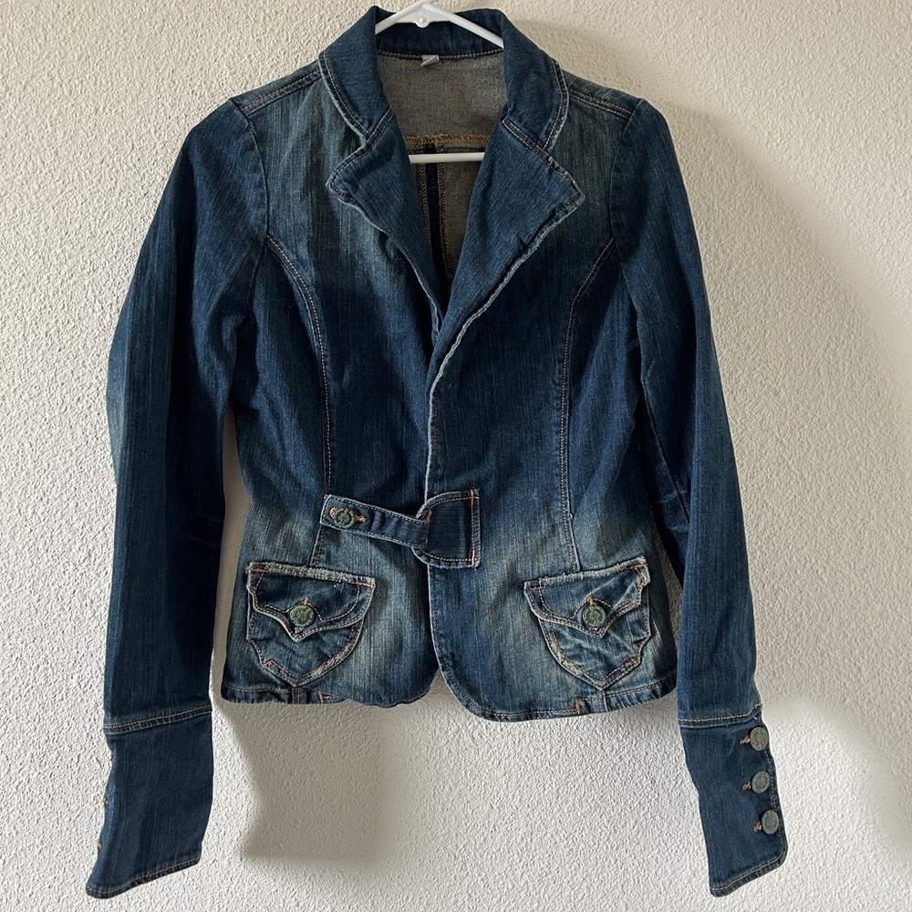 Born In California Denim Blazer Women’s Medium Western Country Cottagecore Rodeo
